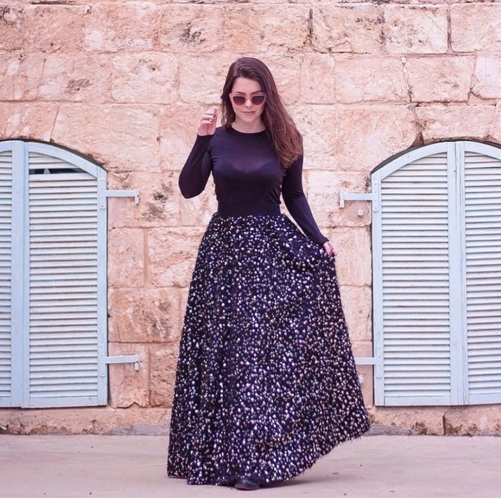 Zara Limited Edition Pearl and Sequin Maxi Skirt
